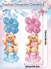 Gender Reveal Decorations 2 Sets Gender Reveal Yard Signs With Stakes - Classic Plastic Outdoor Decorations, Blue & Pink Bear/Elephant Designs, "He" & "She" Balloons, Perfect For Boy Or Girl Newborn Welcome Party, Gender Reveal Party Supplies | Classic Style Decor | Easy Setup Decorations - Multicolor - View 6
