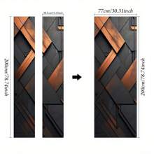 1set/2pcs Geometric Door Stickers | PVC Self-Adhesive, Removable Wall Decals | Modern Black And Copper Design | Contemporary Home Decor For Bedroom, Living Room, Bathroom | Easy To Install, Cute Room Decoration Wall Stickers Wall Sticker