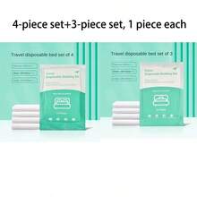 4件套床上用品 一次性便携式旅行床上用品 酒店一次性床上用品 商务旅行床上用品 旅行酒店和医院 火车露营必备床上用品 一次性床上用品套装 旅行大床 一次性床单 旅行即用型 清洁卫生 海滩必需品 返校 - 白色 - 查看 14