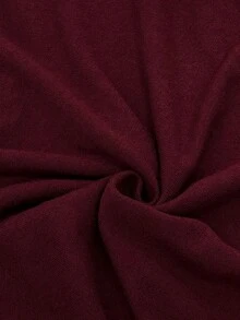 女士纯色V领短袖针织T恤，轻薄宽松，修身时尚，简约高端 - 酒紅色 - 查看 6