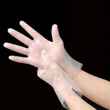 100pcs Transparent TPE Disposable Gloves - Waterproof, Powder/Latex-Free, Soft PET Material, Suitable For Kitchen, Bathroom, Pet Care, Housework, Beauty, Hairdressing And Hotel Use, Kitchen Gloves | Hypoallergenic Gloves | Lead-Free Gloves