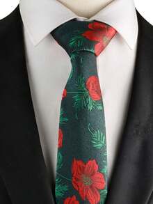 ZLQ&GOU 1 pieza Corbata de poliéster jacquard con estampado floral de moda para hombres, azul y púrpura de 2.75 pulgadas de ancho, elegante y adecuada para fiesta, boda y ocasiones festivas - Multicolor - Ver 2