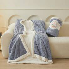 2-Ply Taffeta Sherpa Reversible Throw Blanket, Warm Blanket Suitable For Sofa, Bedroom, Living Room, Multi-Purpose - Blue Gray - View 8