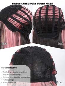 长款黑色红色粉色合成假发角色扮演洛丽塔原宿假发带刘海自然波浪万圣节红色日常假发长直发合成假发黑色带红色挑染角色扮演假发带刘海女士天然头发耐热纤维 - 彩色 - 查看 9