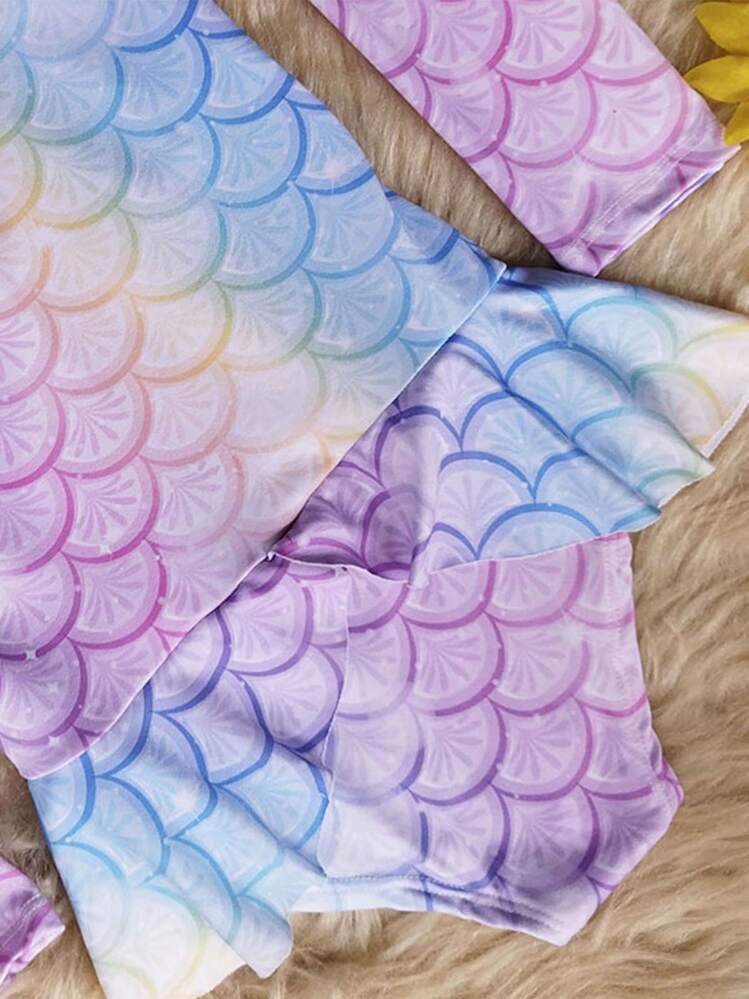 Children's Swimsuit Girl Bikini Swimwear Beachwear Children Summer - Lilac Scale - View 6