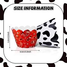 48 Pieces Cowprint And Bandana Cupcake Wrappers Cow Print Cupcake Wrap Adjustable Cup Cake Liners Red Bandana Baking Cups Holders For Birthday Party Farm Themed Wedding