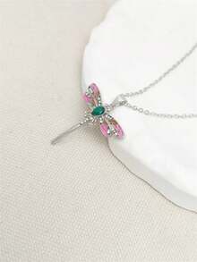 1 件优雅波西米亚风格彩色蜻蜓吊坠项链，适合女性日常、派对、旅行珠宝礼物