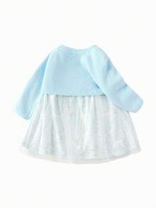 Balabala 2pcs/Set Girls Princess Dress, Sweet Bohemian Style Fashion Outfit, Autumn - Light Blue - View 6