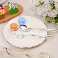 300/150/100/75/50/25pcs/Set Silver Cake/Salad Knife/Spoon/Fork, Reusable And Washable, Suitable For Christmas, Parties, Outdoor Events, Family Gatherings, Weddings, Festivals, Cake And Salad Utensil Set