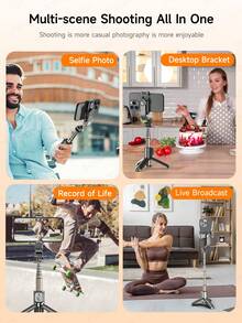 TOKQI 三合一迷你自拍杆三脚架带补光灯和无线遥控器 - 口袋大小，可扩展手机支架用于 Vlog/直播，通用兼容 Android 智能手机，兼容 Android 手机，适用于暑假、旅行、补光灯、户外活动、直播 Vlogging 设备 - 黑色 - 查看 12