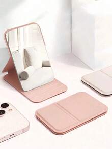 Folding Portable Makeup Mirror, Cosmetic Mirror With Stand, Travel Mirror, Beauty Supplies, Desktop Makeup Mirror,Rectangle Desktop Compact Mirror Folding Small Simple Style Makeup Mirror Travel Portable Cosmetic Touch-Up Mirror For Women Girl Gift - Makeup Mirror Travel Accessories Bag Beach Car Accessories Travel Essentials Travel Must Haves Vacation Summer Holiday Back To School