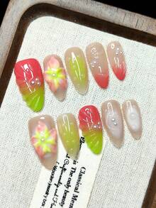 10 miếng dán móng tay thủ công, thiết kế tự dính, vẽ tay graffiti, chấm bi, họa tiết hoa 3D, thời trang và cao cấp. Các bạn gái có thể tái sử dụng, miếng dán móng tay acrylic tự dính, nghệ thuật làm móng dễ thương. - Nhiều màu - Xem 2