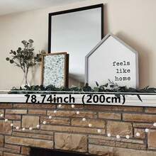 1 Peça Guirlanda de Flores de Bolas de Feltro Brancas e Vermelhas Feitas à Mão, Adequada para Decoração de Festa de Natal, Decoração de Parede, Decoração de Quarto, Decoração de Árvore de Natal