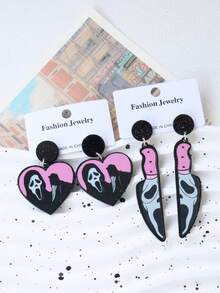 1 Cặp bông tai ma hoạt hình in Acrylic, bông tai ma dễ thương và vui nhộn cho bữa tiệc Halloween - lễ hội halloween - Xem 2