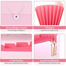 Pink School Office Supplies, Accordion File Organizer - Pocket Letter Size Expanding Folder School & Office - Portable Document Organizer DZC0 - Xanh đậm - Xem 6