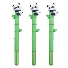 熊猫和竹子形状中性笔，高品质学生考试书写笔，可爱竹子黑色墨水笔 - 彩色 - 查看 3