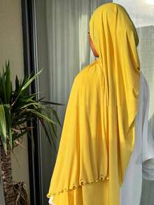 1 pièce Hijab de couleur unie premium, à la mode et élégant avec un bord roulé et un décor de vague. Écharpe longue en modal doux et confortable, convenant pour un port quotidien et un enveloppement musulman conservateur