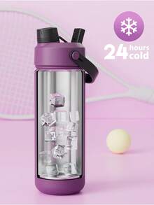 18 oz Insulated Water Bottle with 2-in-1 Straw and Spout Lid, Keep Cold 24H, Leak-Proof, Double Wall Stainless Steel Water Bottle for Sports, Gym, Travel, and School - 梅紫色 - 查看 3