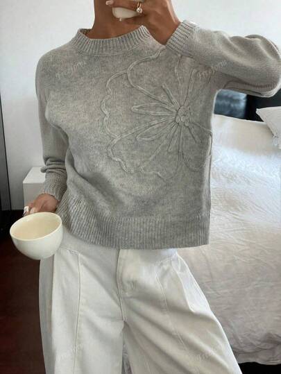 Freeform Autumn/Winter Women's Sweater, Fashion Minimalist Business Casual Commute Elegant Resort Warm High-End Versatile Slimming Victory Day Ladies Cute Top Korean Style