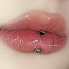 2 piezas Anillo de labio con corazón y tachuelas, de moda y versátil - Anillo de labio en forma de corazón - Ver 3