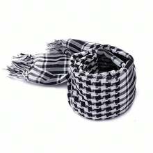 Men Women Winter Military Windproof Scarf Muslim Hijab Shemagh Tactical Shawl Arabic Keffiyeh Cotton Fashion Women Scarves - 黑與白 - 查看 1