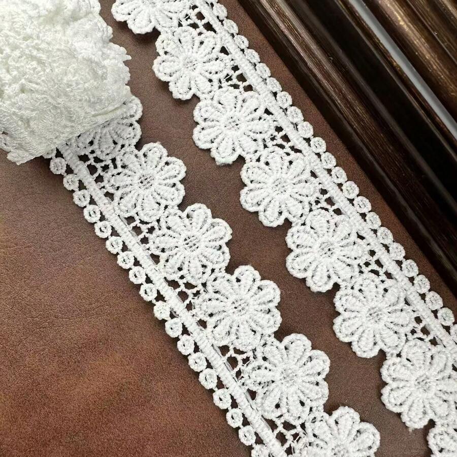 Viền ren hoa cúc thêu tinh xảo rộng 1,38 inch, thích hợp để may vá và làm đồ thủ công, băng đô tự làm, nơ, phụ kiện may váy cưới, có sẵn 10/5/3 yard - trắng - Xem 1