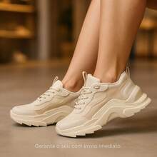 Women's Tractor Platform Sneakers, Modern And Comfortable Design, Casual Neutral Rubber, Holiday Outdoor - 白色 - 查看 6