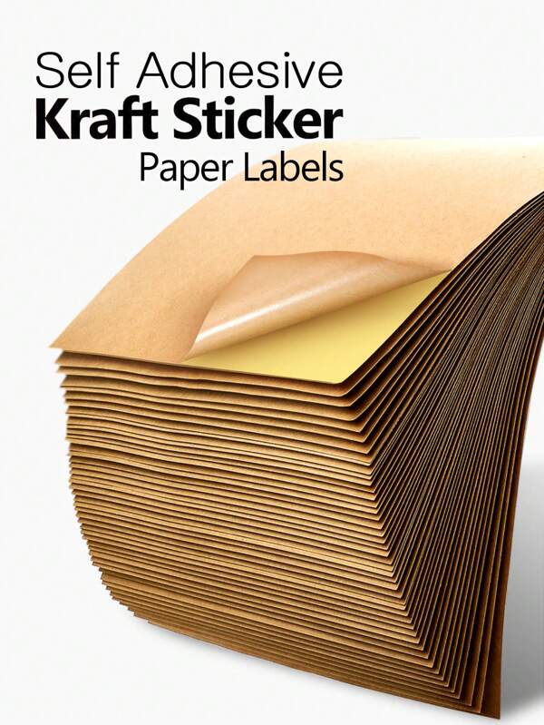 50-Pack Kraft Self-Adhesive Printer Labels For Laser & Inkjet, Matte Full Sheet Sticky Paper, Easy Tear, A4 And A5 Kraft Paper, Labels For Scrapbooking & Office Use,School Supplies,Back To School