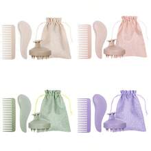 4pcs/Set Wheat Straw Hair Brush Set, Wide Tooth Styling Comb, Silicone Scalp Massage Shampoo Brush