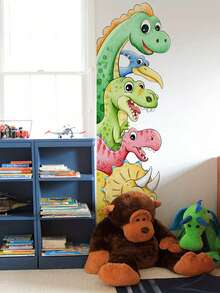 1 قطعة ملصق حائط ديناصور 3D كبير العيون جذاب، قابل للإزالة وذاتي اللصق، تصميم مشقوق، دافئ، مناسب لديكور جدران المنزل والغرفة والحمام والخلفيات الأخرى - مصنوع من مادة البي في سي - متعدد الألوان - مشاهدة 4