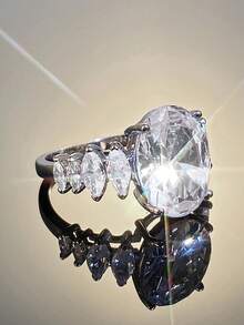 1 Stück romantischer 925 Sterling Silber Kubikzirkonia Ring Hochzeitschmuck für Frauen Edler Schmuck