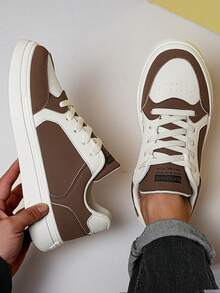 ​Men's Cloud White & Tawny Brown Hand-Featured Comfort Shoes - Urban Garden Wellness Sneakers For Year-Round City Living​ - 米色 - 查看 1