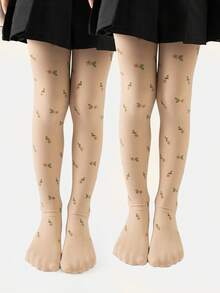 2 件儿童卡通印花舞蹈紧身裤，多功能连体裤 - 黑色 - 查看 12