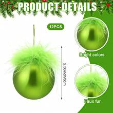12Pcs Christmas Tree Ball Ornaments Party Arrangement Plastic Balls With Plush Suitable For Anniversaries Holiday Home Decor Christmas Decorations Room Decor Winter