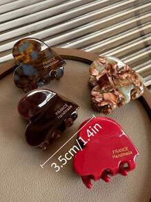 6 件/4 件/1 件亚克力发夹 2024 新款心形迷你爪夹，适用于刘海和侧发际线，多巴胺情人节发夹，发夹，发夹，发夹，学校用品，学院秋冬发饰，女士度假装扮