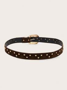 1条男士复古Y2K西部风格星形铆钉装饰腰带，百搭日常秋冬配饰，适合青少年、青年、男士，休闲、户外、运动、度假、毕业礼物、生日礼物、日常穿着 - 咖啡棕 - 查看 3