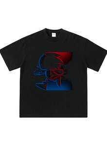 SonicS 2 Tshirt Gift Tshirt Fashion Women's Oversized Short Sleeve Tees Short Sleeve Tee Shirt New Summer Women Cotton T-Shirt Fashion Aesthetic Clothing 100% Cotton - 黑色 - 查看 1