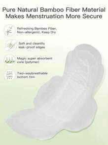 U.Style Sanitary Pads For Women Porous Bamboo Fiber, Refreshing Soft Surface Extra Heavy Absorbency Sanitary Napkins With Wings