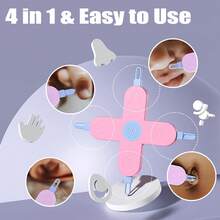 4合1婴儿鼻子、指甲、耳朵和肚脐清洁器，耳垢清除工具和婴儿鼻子清洁器指甲清洁器，多功能4合1婴儿护理工具套装 - 彩色 - 查看 6