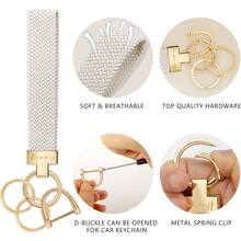 Wristlet Keychain For Women Men, Cute Car Key Chain, Braided Wrist Strap Lanyard For Keys ID Badges - Khóa đen+đen - Xem 2