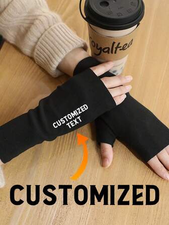 Customized Half Finger Warm Gloves, Unisex Autumn/Winter Fingerless Gloves For Students, Office, Typing, Touch Screen, Thick, Short Sleeve, Wrist Support, Company Team Customization