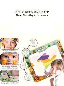 可重复使用的儿童涂鸦垫和水绘画画布 - 无乱绘画乐趣、便携式艺术玩具套装、带字母和数字设计的教育玩具 - 彩色 - 查看 6