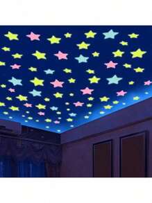 100/200/300 Glowing Star Wall Stickers, Fluorescent Ceiling Decorations With Small Pentagrams Shining In The Dark, Suitable For Home, Bedroom, And Room Decoration – Luminous Star Decal, Nightlight Wall Decor, Bedroom Ceiling