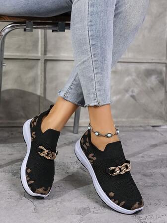 Zapatillas deportivas de estilo casual y elegante para adolescentes, estudiantes unisex de vuelta al colegio con diseño de cadena cómodo y plano