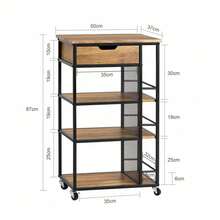 SoBuy FKW99-N, Industrial Vintage Style Kitchen Trolley Cart Kitchen Storage Trolley Serving Trolley With Drawer And Storage Shelves - Brown - View 2