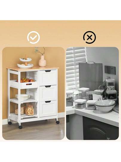 SoBuy FKW79 HG, Kitchen Trolley Cart Storage Serving Drawers Removable Tray, Grijs view 10