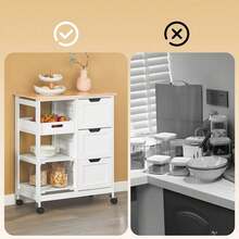 SoBuy FKW79-HG, Kitchen Trolley Cart Kitchen Storage Trolley Serving Trolley With 3 Drawers And Removable Tray, Grey - White - View 11