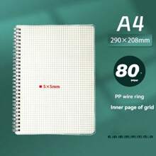 Promoção de Materiais Escolares, Caderno com Capa Transparente de PP, Bloco de Notas em Branco, Tamanhos A4, A5, B5, A6, Cadernos Espirais, Papel de Caderno em Branco com Grade Horizontal, Cadernos Espirais para Estudantes