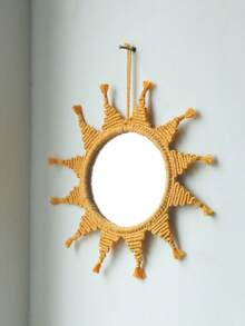 1 件波西米亚风格太阳形壁镜，编织装饰镜，适用于客厅、卧室、玄关、儿童房、浴室，打造波西米亚农舍风格装饰墙面艺术 - 黃色 - 查看 7