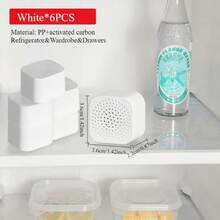 6/12/18PCS除臭剂 冰箱活性炭消臭盒 防臭除味挤压盒 冰箱除臭活性炭除味器 非电动活性炭除味器 家用抗菌除霉剂 吸收异味保持清新 可摆放或粘贴不占空间 适用于冰箱、米桶、橱柜、衣柜